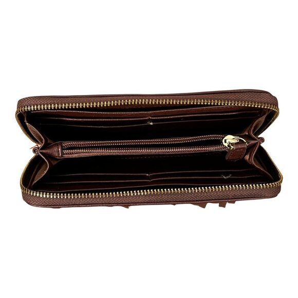 Joe’s Jeans Brown Fringe Zip Wallet Faux Leather Boho Studded Women's - Picture 6 of 12